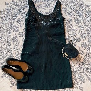 White House Black Market black sequined mini dress size 0